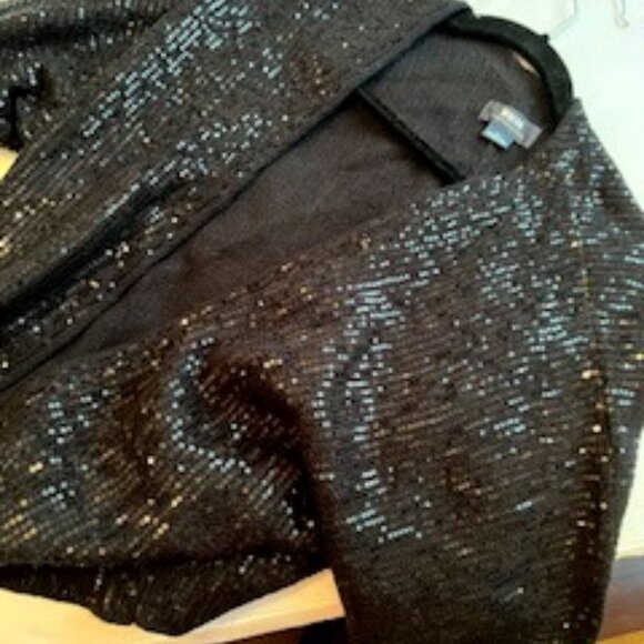 Anthropologie Maeve Black Sequin Sweater M/L NWOT - Picture 1 of 6